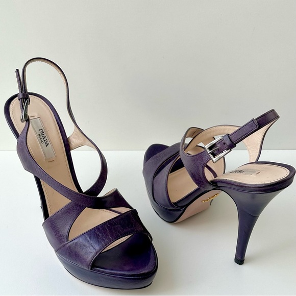 Prada Leather Cutout Accent Slingback Heels Size 7.5 👠 - Picture 6 of 12